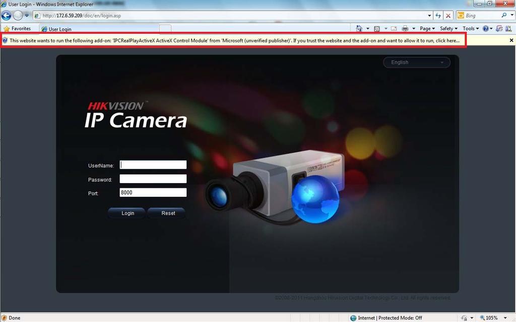 8 2. Type the IP address of the camera and press [Enter], and then click
