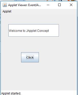 JApplet: As we prefer Swing to AWT. Now we can use JApplet that can have all the controls of swing. The JApplet class extends the Applet class. Example: import java.applet.*; import javax.swing.*; import java.awt.