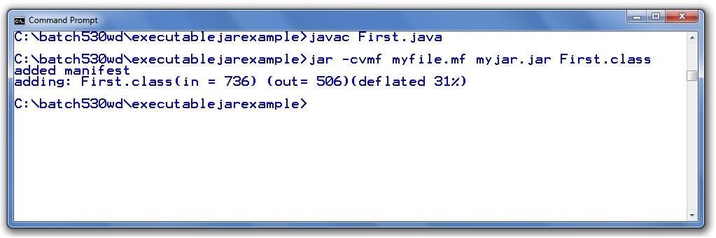 Executable jar file in Java: The jar (Java Archive) tool of JDK provides the facility to create the executable jar file.