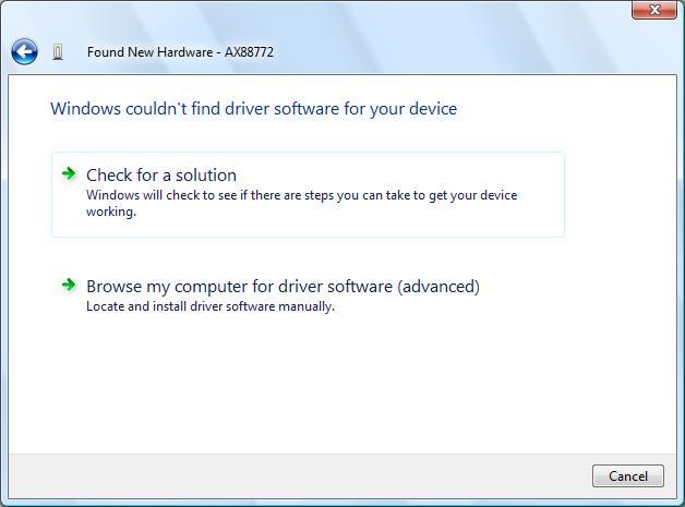3. Select Browse my computer for driver software. 4.
