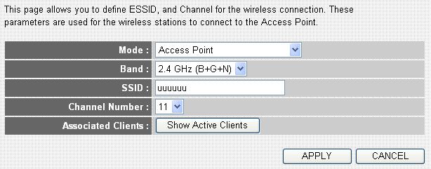 2.5.1 Basic Settings You can set parameters that are used for the wireless stations to connect to this router. The parameters include Mode, ESSID, Channel Number and Associated Client.