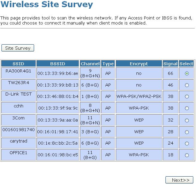 12. Now you could see the APs that scanned by the Wireless Gateway were listed below. 13.