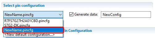 3. The new configuration file is automatically added to the Select pin configuration drop-down list. Figure 25 New configuration file is added to the drop-down list 4. Select NewName.