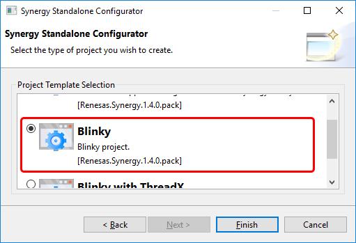 6. In the Project Template Selection, select Blinky.