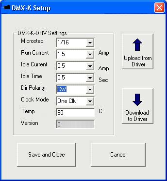 7 5 6 8 4) When DMX-K-DRV configuration button is pressed, DMX-K-DRV