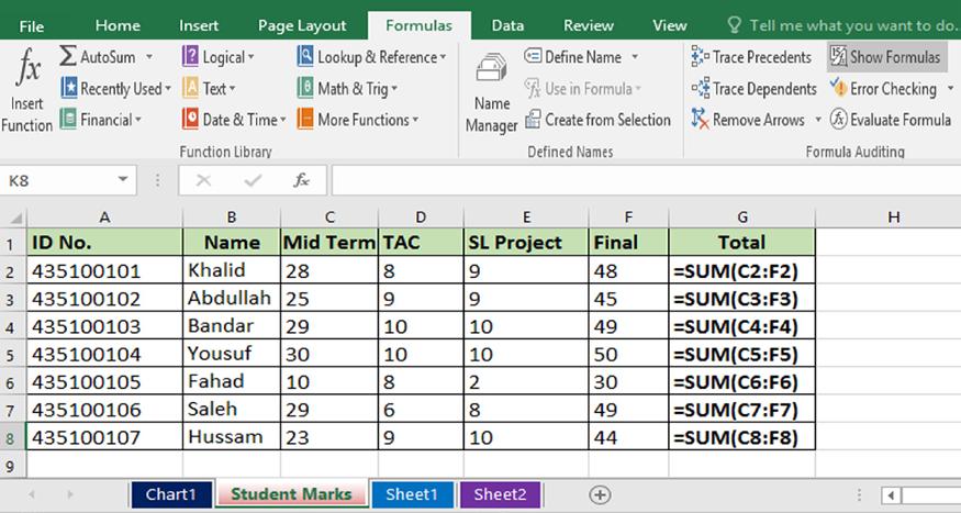 FORMULA AUDITING GROUP When Excel 206 cannot properly evaluate a formula or a function, it displays an Error. The Formula Auditing group enables you to check the worksheet for errors and accuracy.