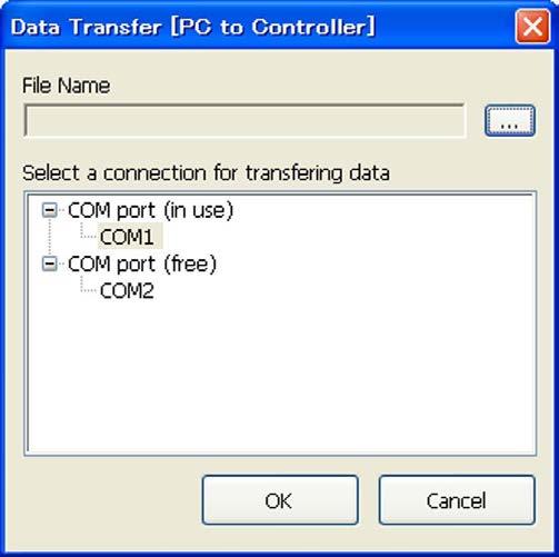 6.2 Transferring data from PC to controller This section describes how to transfer file data on a computer to a controller. 1 Execute the "PC to Controller..." command.