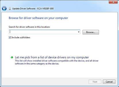 4 Install the driver. In Device Manager, double-click "KCA-M53F-000" under "Other devices" to open the "M53F-000 Properties" dialog box.