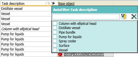 Object Browser 3.6 Filter The control elements in the "Filter element" window have the following meaning: "Filter operator" list Describes how the filter value is evaluated.