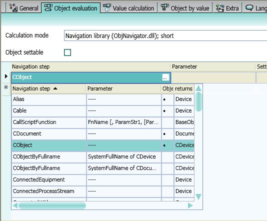 Object Browser 3.11 New (additional columns) There is an evaluated object for each row in the Object Browser. The properties of this object can be displayed.