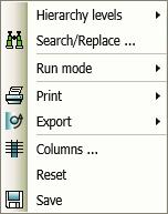 Run modes for object queries 4.2 Setting the implementation mode 4.2.2.2 Context menu of the column headers In simple mode, fewer commands are offered in the context menu of column headers than in the context menu of the extended mode.