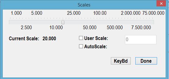 Changing the display scale This can be done by using the Scale menu. The scale can be adjusted by putting the mouse cursor on the arrow and move it either to the right or to the left.