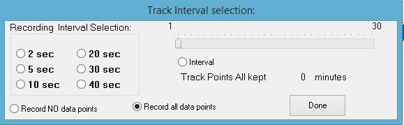 This indicates that the track is not being recorded. Position recording interval : By clicking on this button the below shown sub menu is displayed.