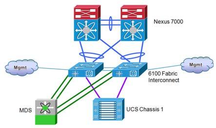Workload Mobility Chapter 2 The network diagram in Figure 2-22 highlights the way the Cisco Unified Computing System (UCS) was deployed at the server layer of the validated architecture and connected