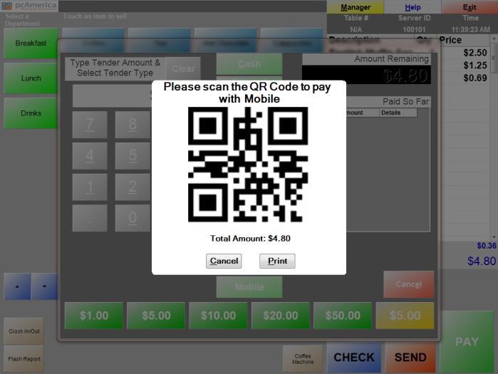 6. You will note that both the CRE and RPE invoice screens will display the QR Code with some options: 1.