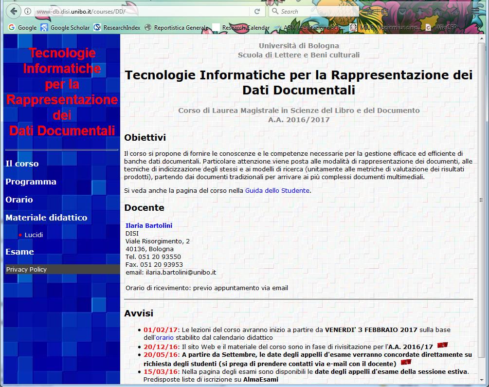 Course home page http://www-db.disi.unibo.
