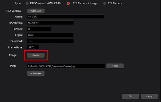 Procedure of creating panorama images 1. Click the Capture button on the Register Camera screen. 2. The Create Panorama Image screen will open.