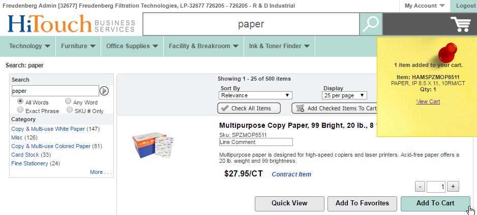 Searching Office Supplies by Category Search by keyword Filter search by category Post-it will pop up show item has been