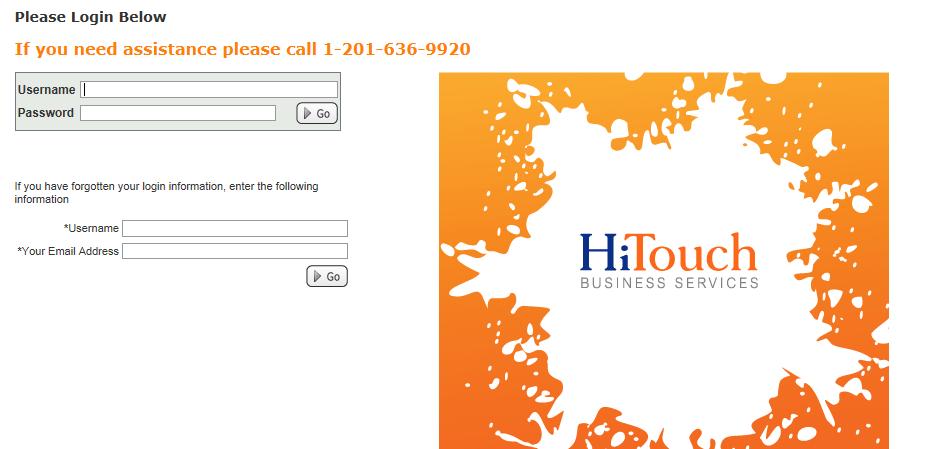 Log In To access the website, go to orders.hitouchservices.