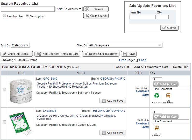 Search for items within a specific Favorites List Use the Sort By & Filter By