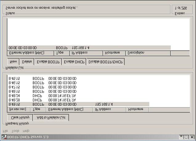 ) The next BootP request from the bus coupler is then processed in accordance with the adjustments (see Request History).