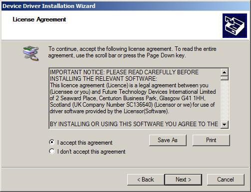 Accept the license agreement,
