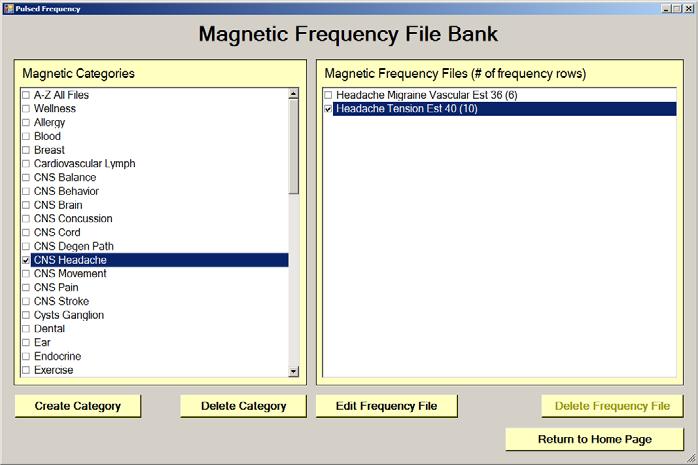 Edit Magnetic Frequency File To edit an existing frequency file, click the Edit Magnetic Frequency File button from the main menu page.