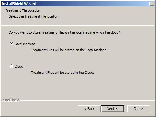 This screen asks for the location of your treatment files.