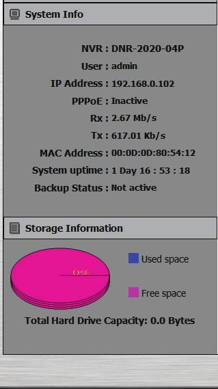 Storage Information: Displays a pie chart and