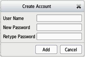 You can also change admin and user passwords. Step 1: Click Add to input the new user account. Step 2: Input the password. Type the password again to confirm.