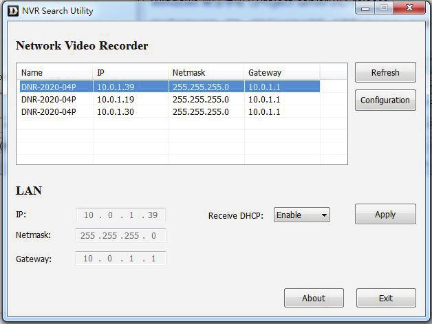 Section 4 - Applications Applications D-Link NVR Search Utility - Windows In Windows, you can run the D-Link NVR Search Utility from the CD to search for the NVR on the local network.