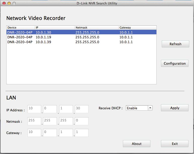 Section 4 - Applications D-Link NVR Search Utility - Mac Insert the CD, go to the CD directory, then enter the Mac Utility folder. Click the NVR Search Utility file to run the setup tool.