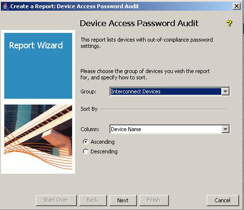 In the Report Wizard s Device Access Password Audit