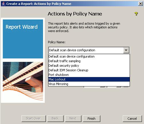 2. In the Actions by Policy name window, choose the Policy for which you