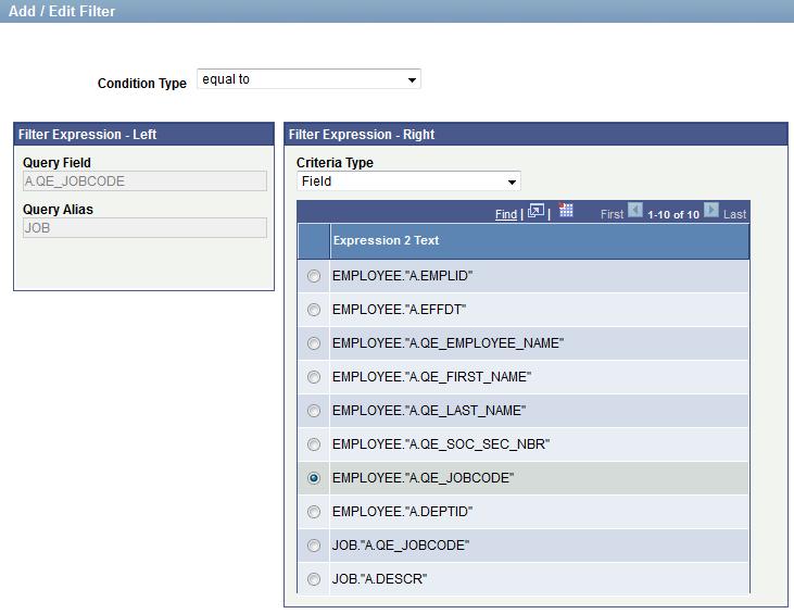 Using Composite Query Chapter 7 The Composite Query Manager page - Filter section appears, listing the newly added filter.