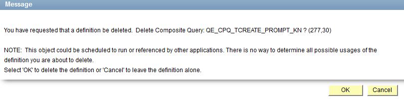 Image: Composite Query Manager page This example illustrates the Composite Query Manager page, where you can edit the composite query. Deleting Composite Queries To delete composite queries: 1.