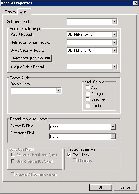PeopleSoft Query Security Appendix B selecting an appropriate view from the Query Security Record drop-down list on the Record Properties dialog box for any record definition.
