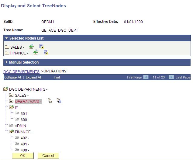 Image: Select a Tree page This example illustrates the fields and controls on the Select a Tree page.
