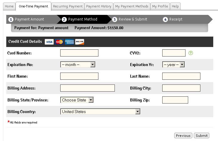 Enter in your payment information, and click Submit.
