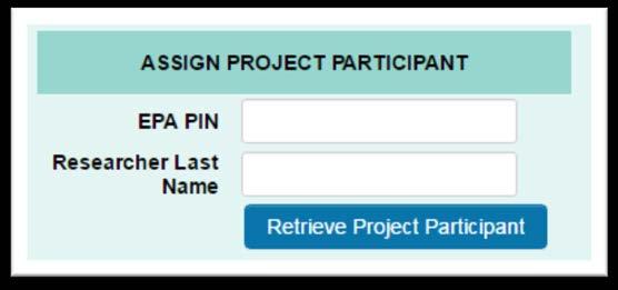 Click Retrieve Project Participant. 4.