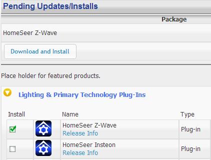 1. From the HomeTroller web interface, open the Plugins menu and select Manage. 2. Click the yellow circle before Additional Interfaces to open the listing of plug-in categories. 3.
