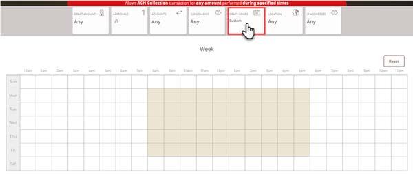 NOTE: The days of the week down the left side and the hours of the day across the top can be clicked to select an entire row or column.