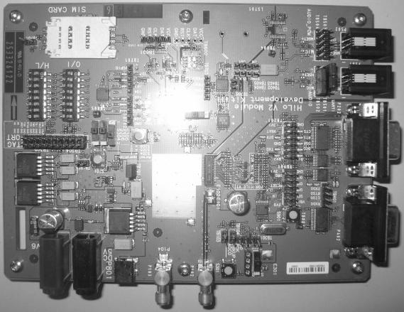 SIM socket PCM GPIO DIP Switches Handset socket UART1 for AT Commands HiLo V2 connector DC power 3.