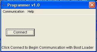Click the button. Figure 47 Programmer Utility pick COM port. Figure 48 Connect button. 5.