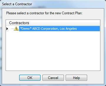 Select the appropriate contractor for which the New Contract Plan