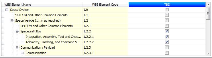 Check Selection - Use the shift or control key to select a few WBS items in a certain column. Then click this icon to check all the items in the selection. b.