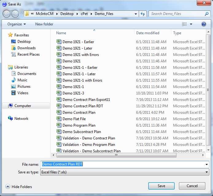 15. The Save As window will appear and the user should save the RDT to their hard drive: