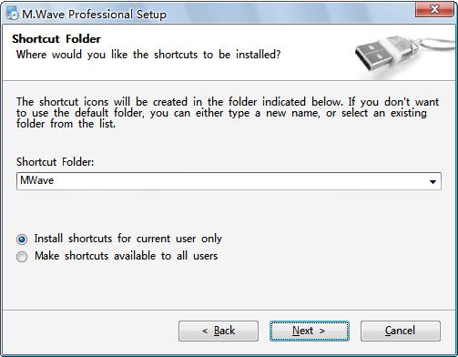 2-3), then click Next; Choose Shortcut file folder, then click Next, all the setting information will be displayed on the screen (Fig.