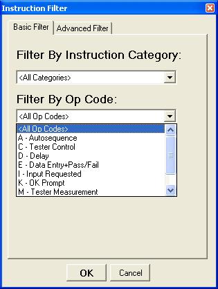 8.8.5 Filtering the Instructions Press "Filter Instructions". The Instruction Filter window will appear (see Figure 101).