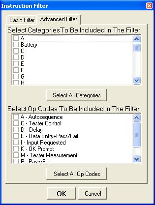 To see all available instructions again, press "Filter Instruction List" and then "OK" in the Instruction Filter window.